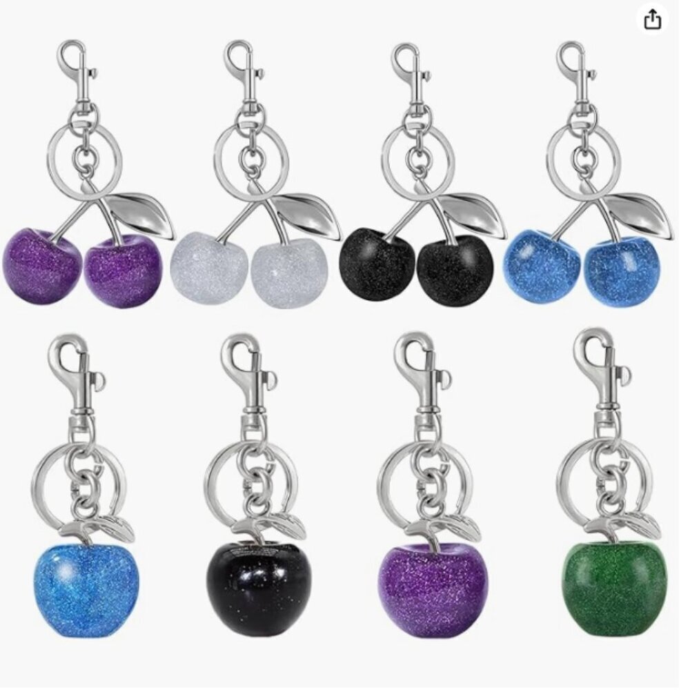 NEW Cherry Keychain Silver 8 Pack
